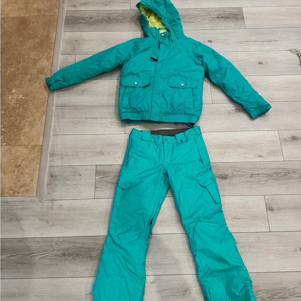 Burton Teal Hooded Winter Snow Jacket & Pants Set